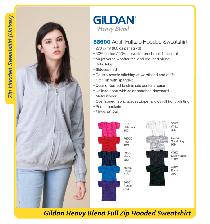 Gildan 88600 Zip Hoodie